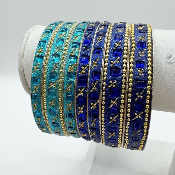 Set Of 8 Traditional Indian Bollywood Style Bangle Bracelets Bridal Wedding - Picture 7 of 13